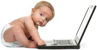 Picture of a baby born with computer